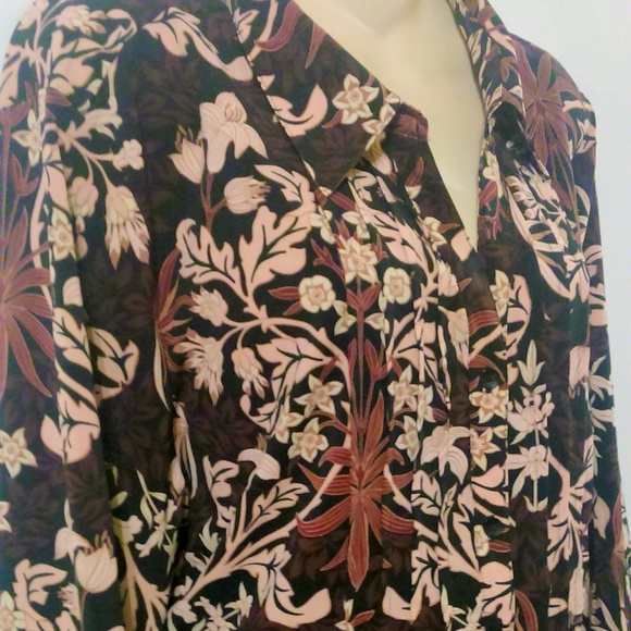 CATHERINES Black Purple Floral Print Blouse - Picture 3 of 5